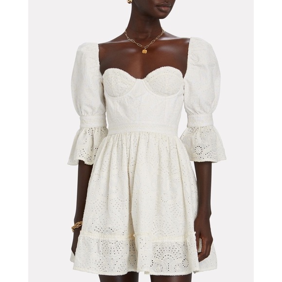 Agua Bendita Dress Cedro Bruma Embroidered Lace Eyelet White M NWT - Picture 10 of 13
